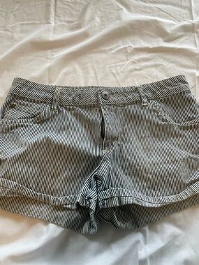 Arizona Jean Company Black & White Striped Denim Shorts